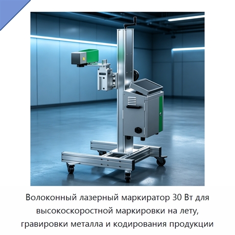 Волоконный лазерный маркиратор 30 Вт для высокоскоростной маркировки на лету, гравировки металла и кодирования продукции