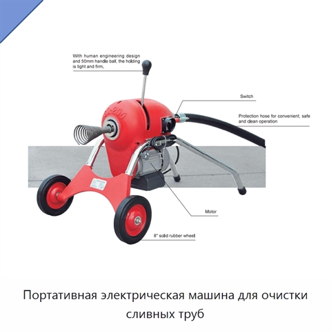 Портативная электрическая машина для очистки сливных труб