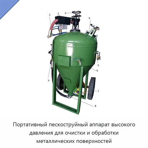 Портативный пескоструйный аппарат высокого давления для очистки и обработки металлических поверхностей