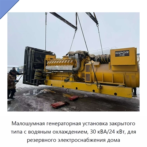 Малошумная генераторная установка закрытого типа с водяным охлаждением, 30 кВА/24 кВт, для резервного электроснабжения дома