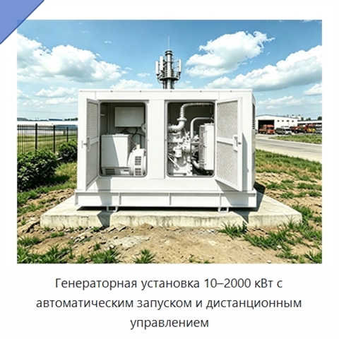 Генераторная установка 10–2000 кВт с автоматическим запуском и дистанционным управлением