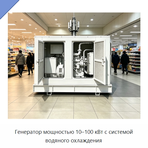 Генератор мощностью 10–100 кВт с системой водяного охлаждения — Дизельные генераторы