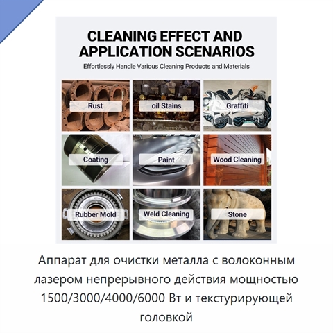 Аппарат для очистки металла с волоконным лазером непрерывного действия мощностью 1500/3000/4000/6000 Вт и текстурирующей головкой