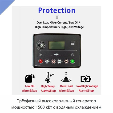 Трёхфазный высоковольтный генератор мощностью 1500 кВт с водяным охлаждением