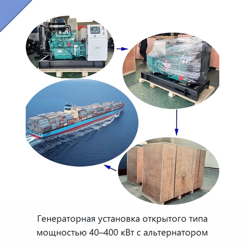 Генераторная установка открытого типа мощностью 40–400 кВт с альтернатором