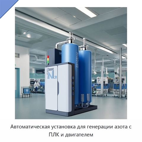 Автоматическая установка для генерации азота с ПЛК и двигателем