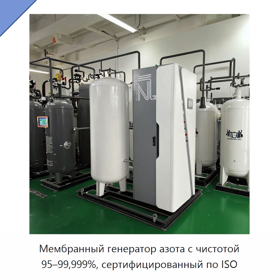 Мембранный генератор азота с чистотой 95–99,999%, сертифицированный по ISO — Газогенераторное оборудование