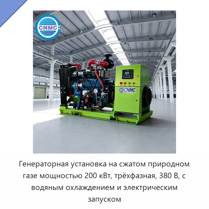 Генераторная установка на сжатом природном газе мощностью 200 кВт, трёхфазная, 380 В, с водяным охлаждением и электрическим запуском — Газотурбинные генераторы