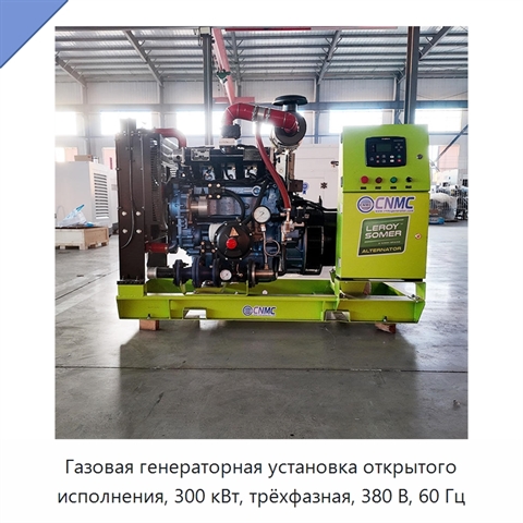 Газовая генераторная установка открытого исполнения, 300 кВт, трёхфазная, 380 В, 60 Гц