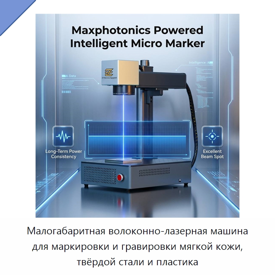 Малогабаритная волоконно-лазерная машина для маркировки и гравировки мягкой кожи, твёрдой стали и пластика — Лазерные гравировальные станки