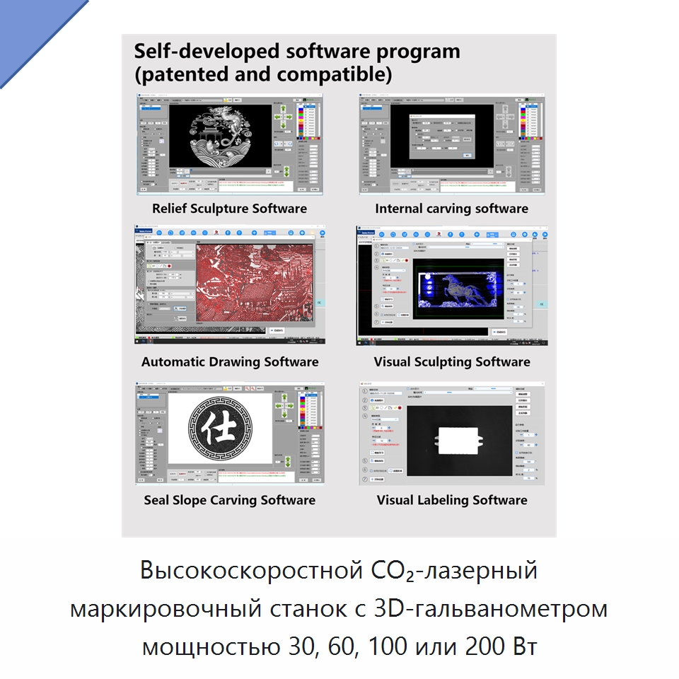 Высокоскоростной CO₂-лазерный маркировочный станок с 3D-гальванометром мощностью 30, 60, 100 или 200 Вт — Лазерные маркировочные станки
