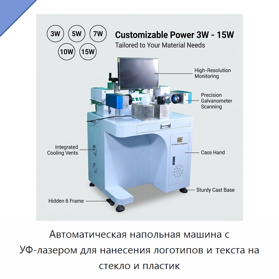 Автоматическая напольная машина с УФ-лазером для нанесения логотипов и текста на стекло и пластик — Лазерные маркировочные станки