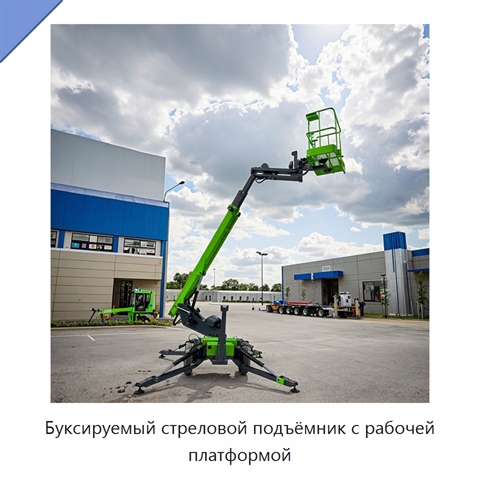 Буксируемый стреловой подъёмник с рабочей платформой
