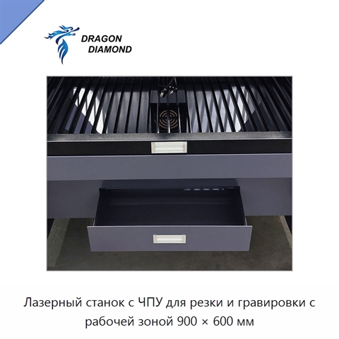 Лазерный станок с ЧПУ для резки и гравировки с рабочей зоной 900 × 600 мм