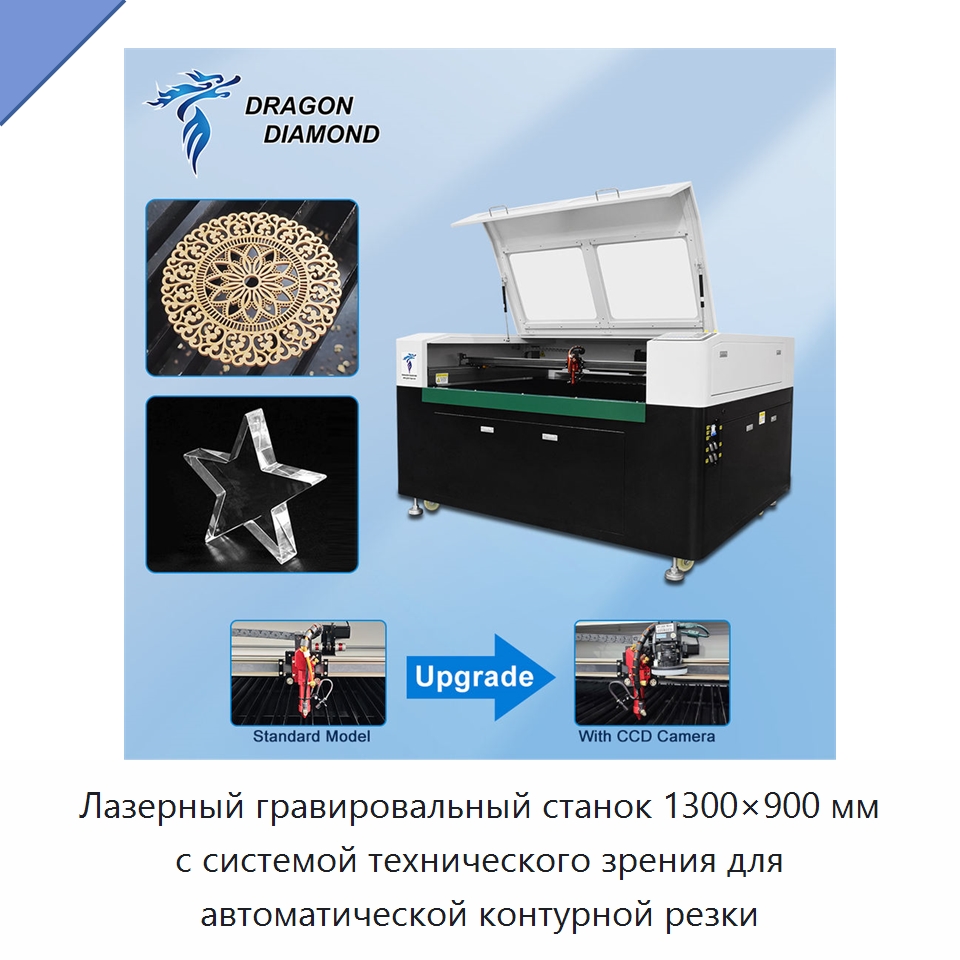 Лазерный гравировальный станок 1300×900 мм с системой технического зрения для автоматической контурной резки — Станки лазерной резки