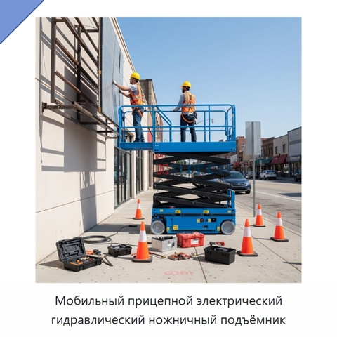 Мобильный прицепной электрический гидравлический ножничный подъёмник