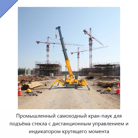 Промышленный самоходный кран-паук для подъёма стекла с дистанционным управлением и индикатором крутящего момента