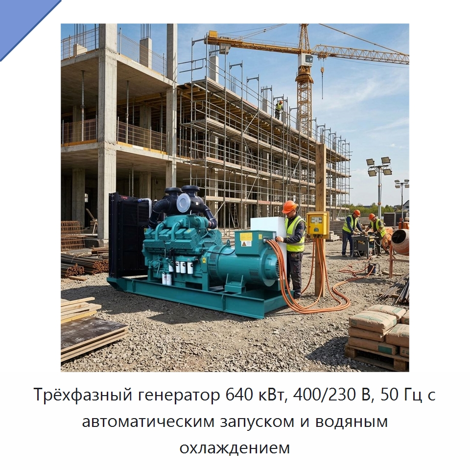 Трёхфазный генератор 640 кВт, 400/230 В, 50 Гц с автоматическим запуском и водяным охлаждением — Дизельные генераторы