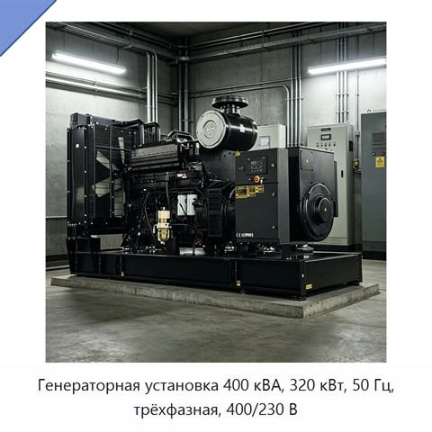 Генераторная установка 400 кВА, 320 кВт, 50 Гц, трёхфазная, 400/230 В