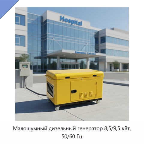 Малошумный дизельный генератор 8,5/9,5 кВт, 50/60 Гц