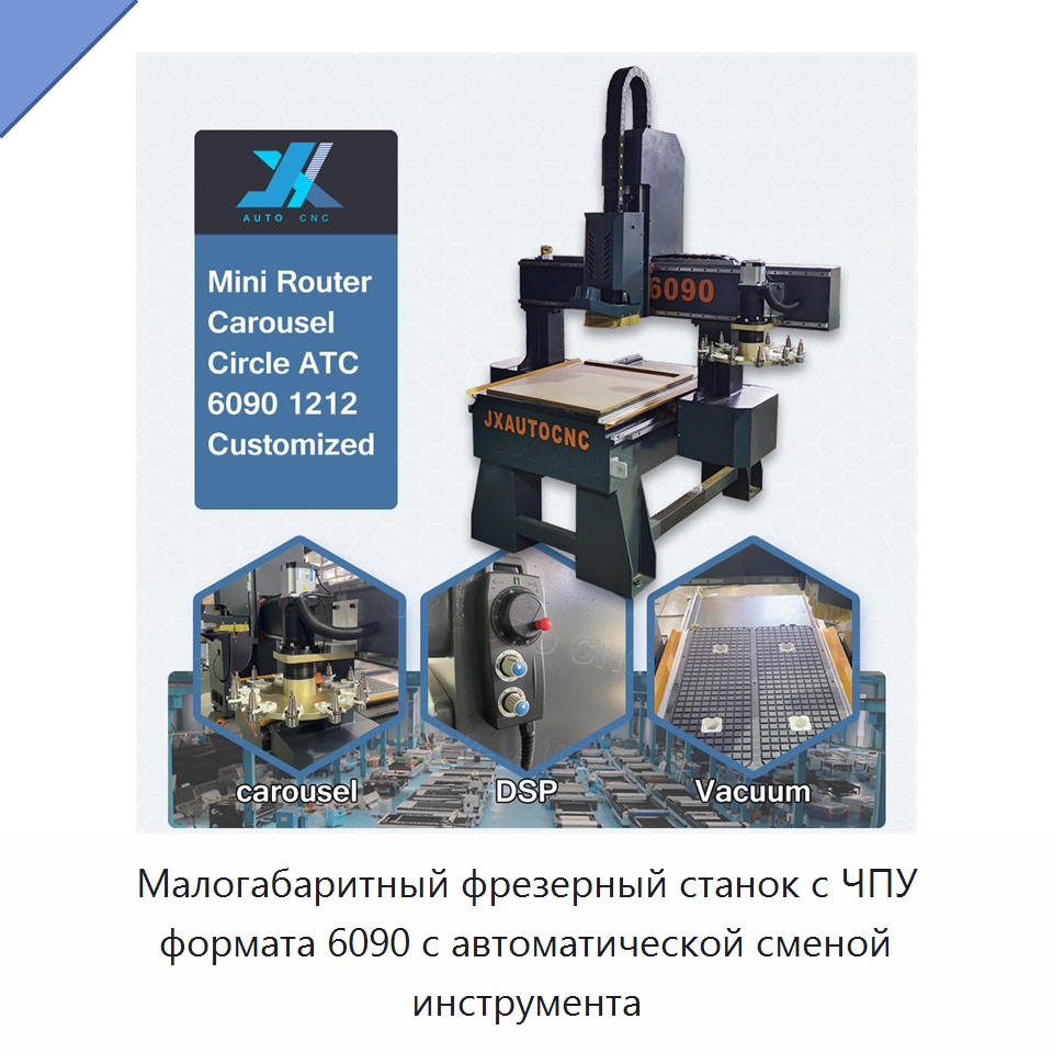Малогабаритный фрезерный станок с ЧПУ формата 6090 с автоматической сменой инструмента — Фрезерные станки по дереву