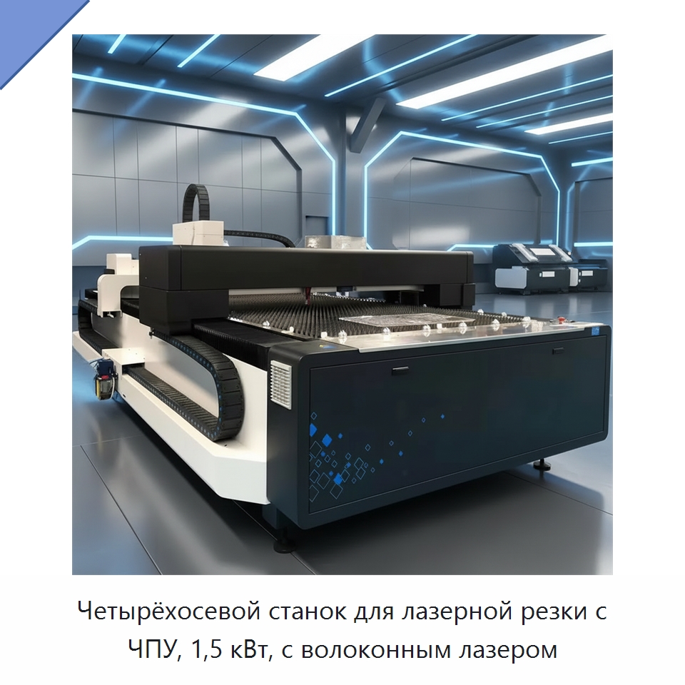Четырёхосевой станок для лазерной резки с ЧПУ, 1,5 кВт, с волоконным лазером — Станки лазерной резки