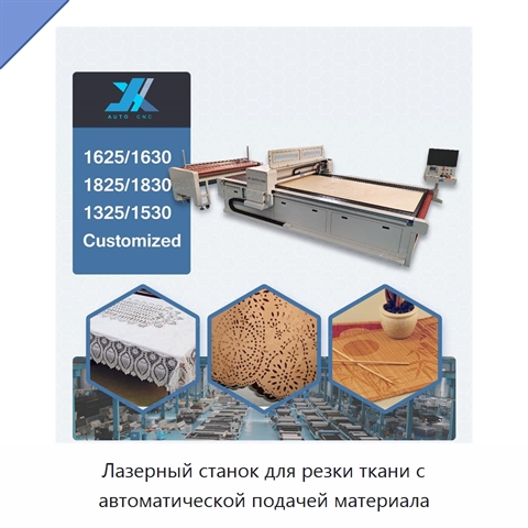 Лазерный станок для резки ткани с автоматической подачей материала