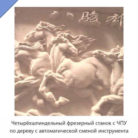 Четырёхшпиндельный фрезерный станок с ЧПУ по дереву с автоматической сменой инструмента