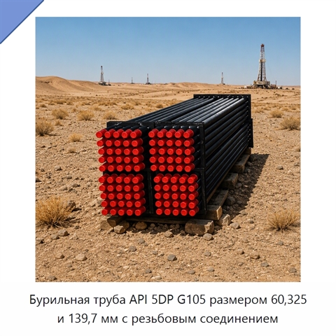 Бурильная труба API 5DP G105 размером 60,325 и 139,7 мм с резьбовым соединением