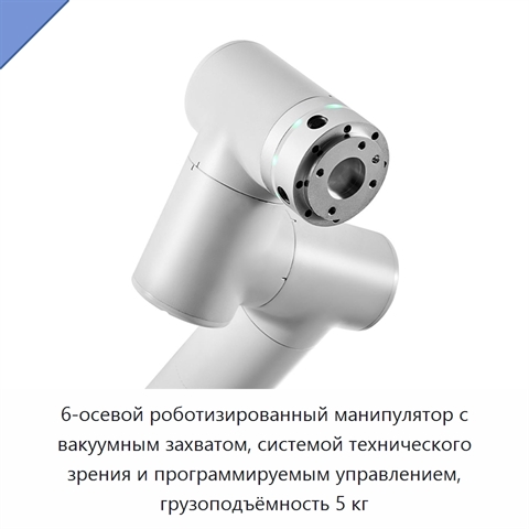 6-осевой роботизированный манипулятор с вакуумным захватом, системой технического зрения и программируемым управлением, грузоподъёмность 5 кг