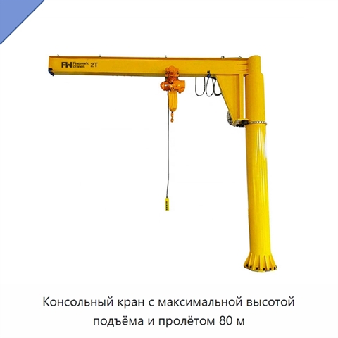 Консольный кран с максимальной высотой подъёма и пролётом 80 м