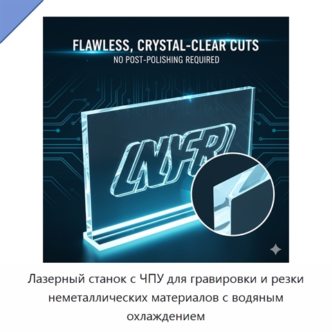 Лазерный станок с ЧПУ для гравировки и резки неметаллических материалов с водяным охлаждением