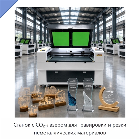 Станок с CO₂-лазером для гравировки и резки неметаллических материалов
