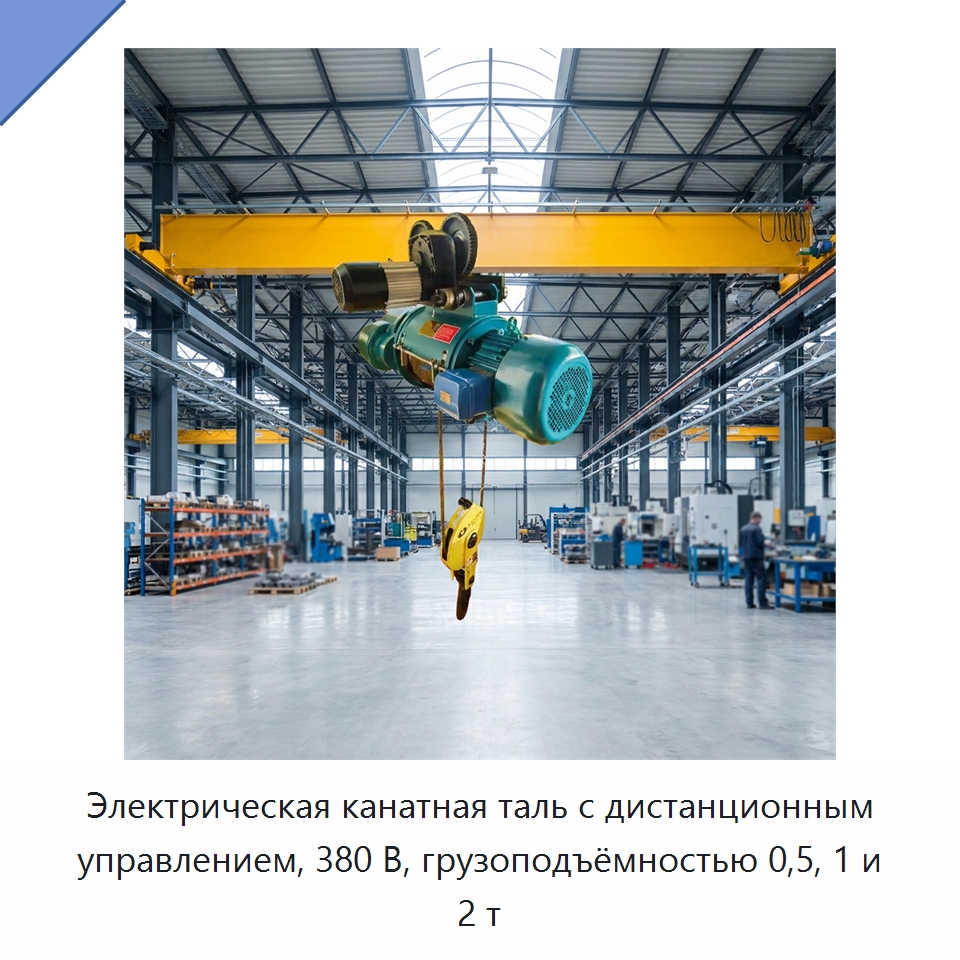 Электрическая канатная таль с дистанционным управлением, 380 В, грузоподъёмностью 0,5, 1 и 2 т — Электротали