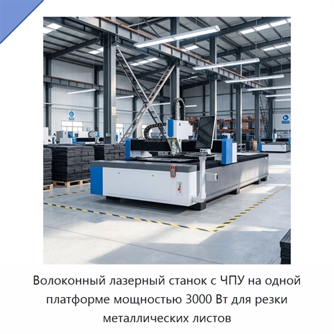 Волоконный лазерный станок с ЧПУ на одной платформе мощностью 3000 Вт для резки металлических листов