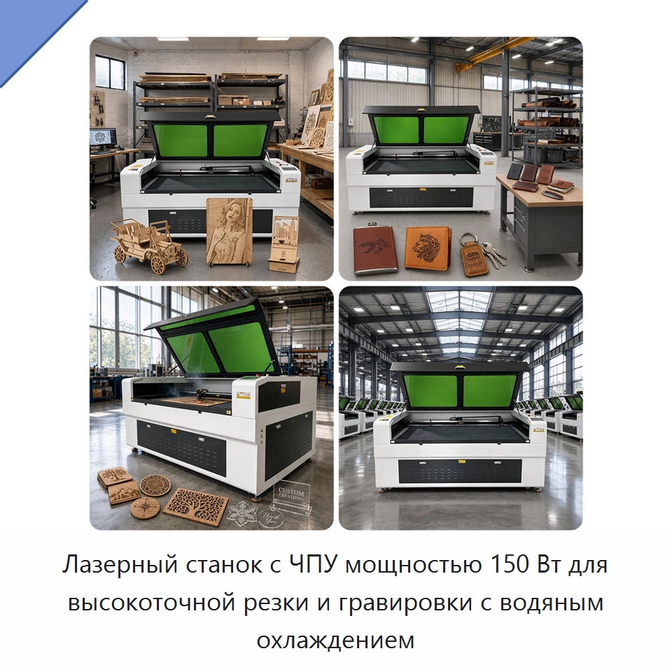 Лазерный станок с ЧПУ мощностью 150 Вт для высокоточной резки и гравировки с водяным охлаждением — Лазерные гравировальные станки