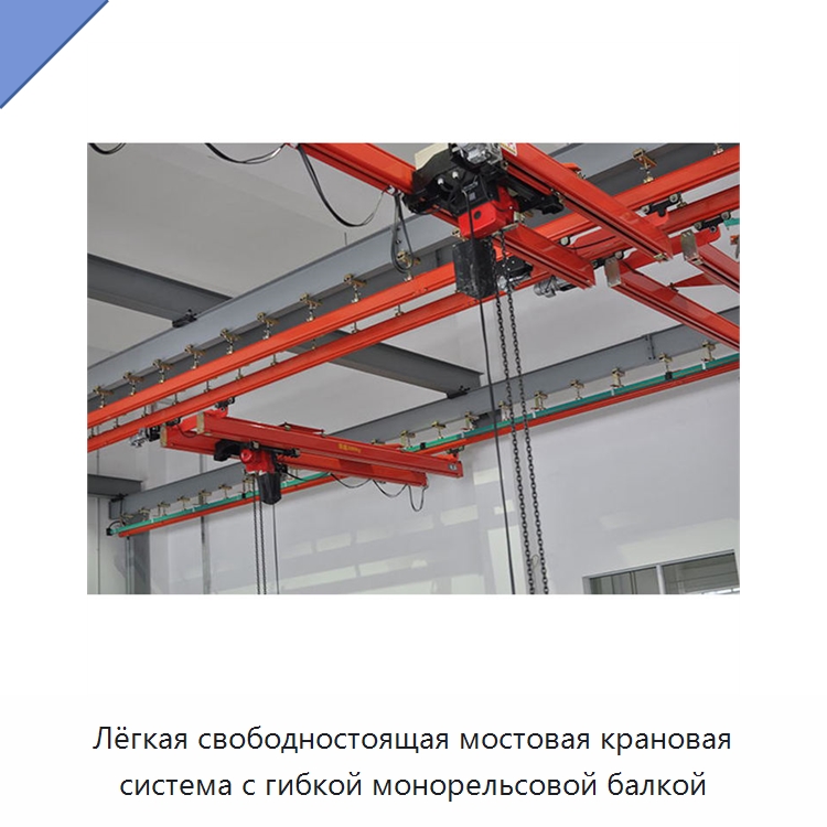 Лёгкая свободностоящая мостовая крановая система с гибкой монорельсовой балкой — Краны