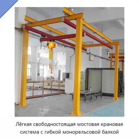 Лёгкая свободностоящая мостовая крановая система с гибкой монорельсовой балкой