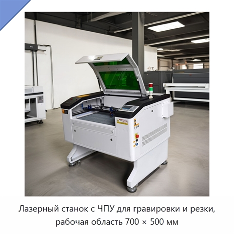 Лазерный станок с ЧПУ для гравировки и резки, рабочая область 700 × 500 мм