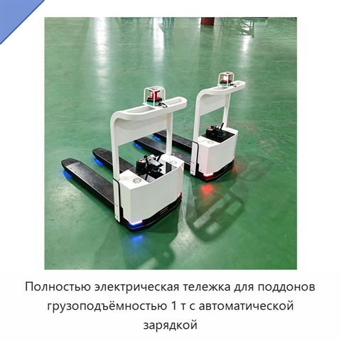 Полностью электрическая тележка для поддонов грузоподъёмностью 1 т с автоматической зарядкой