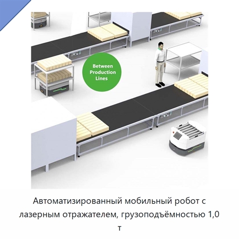 Автоматизированный мобильный робот с лазерным отражателем, грузоподъёмностью 1,0 т