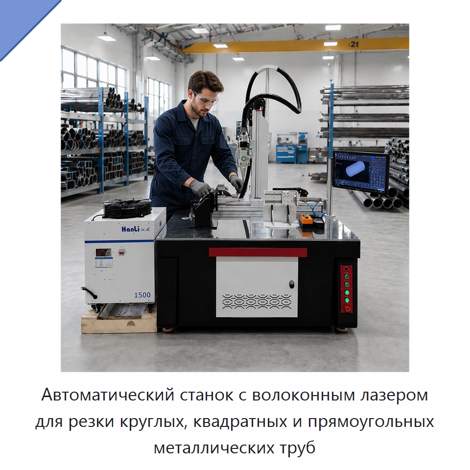 Автоматический станок с волоконным лазером для резки круглых, квадратных и прямоугольных металлических труб — Станки лазерной резки