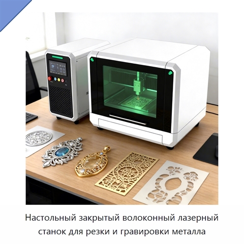Настольный закрытый волоконный лазерный станок для резки и гравировки металла