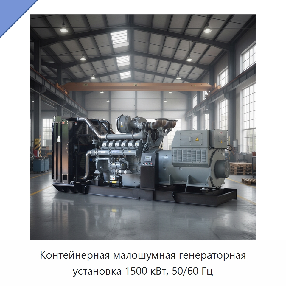 Контейнерная малошумная генераторная установка 1500 кВт, 50/60 Гц — Дизельные генераторы