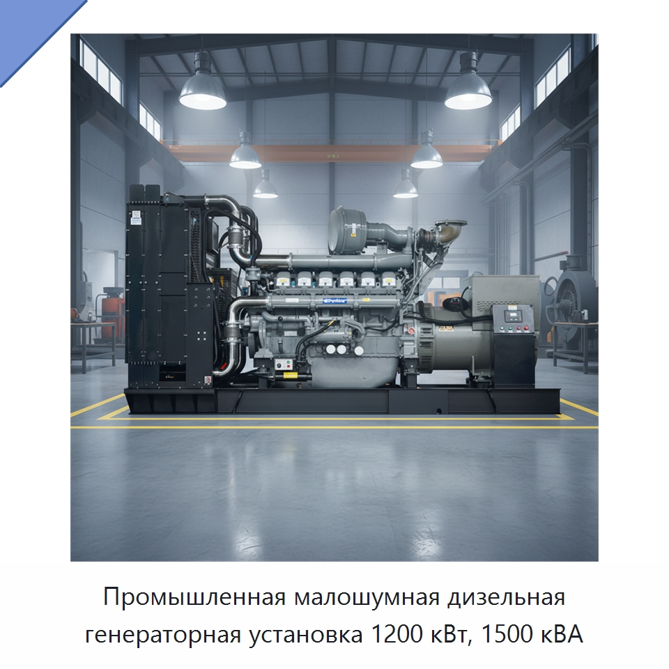 Промышленная малошумная дизельная генераторная установка 1200 кВт, 1500 кВА — Дизельные генераторы
