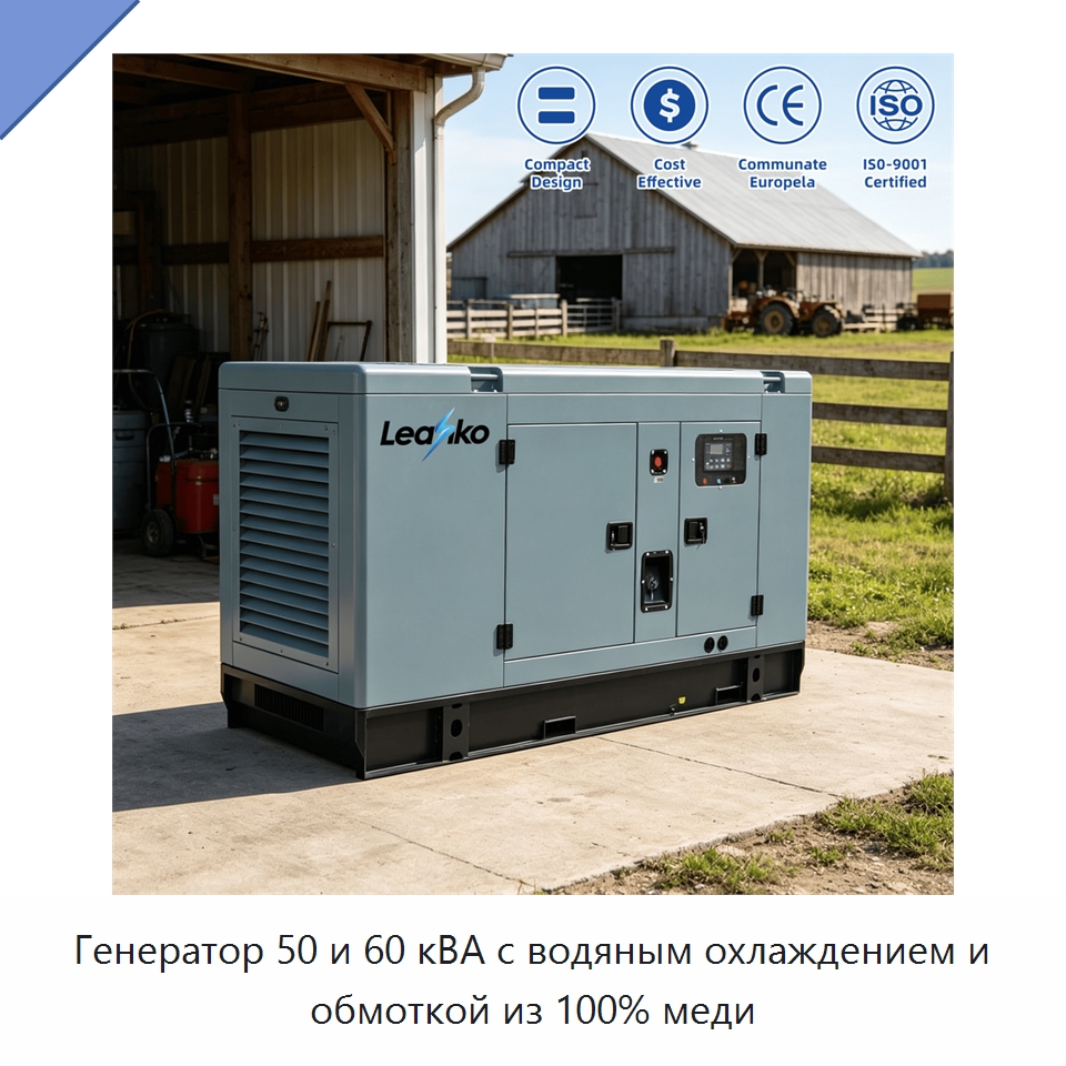 Генератор 50 и 60 кВА с водяным охлаждением и обмоткой из 100% меди — Дизельные генераторы
