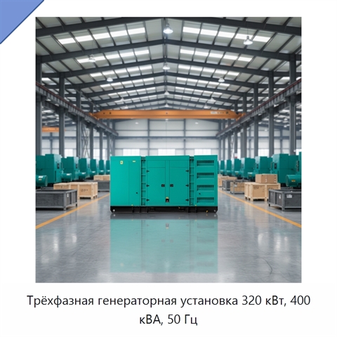 Трёхфазная генераторная установка 320 кВт, 400 кВА, 50 Гц