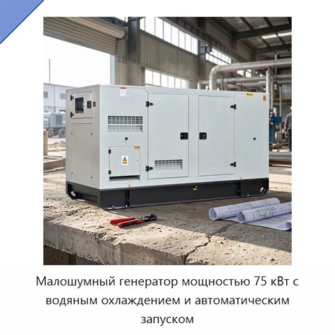 Малошумный генератор мощностью 75 кВт с водяным охлаждением и автоматическим запуском
