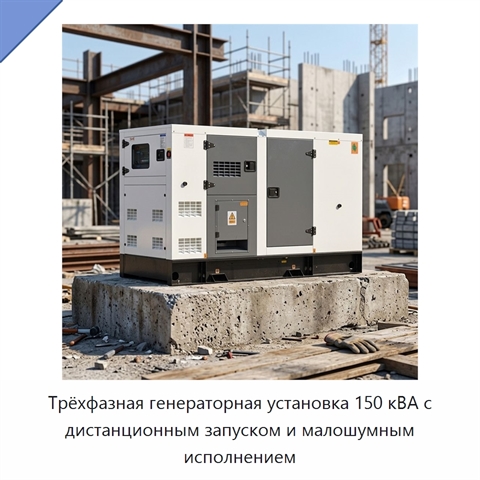 Трёхфазная генераторная установка 150 кВА с дистанционным запуском и малошумным исполнением