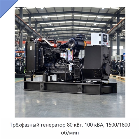 Трёхфазный генератор 80 кВт, 100 кВА, 1500/1800 об/мин